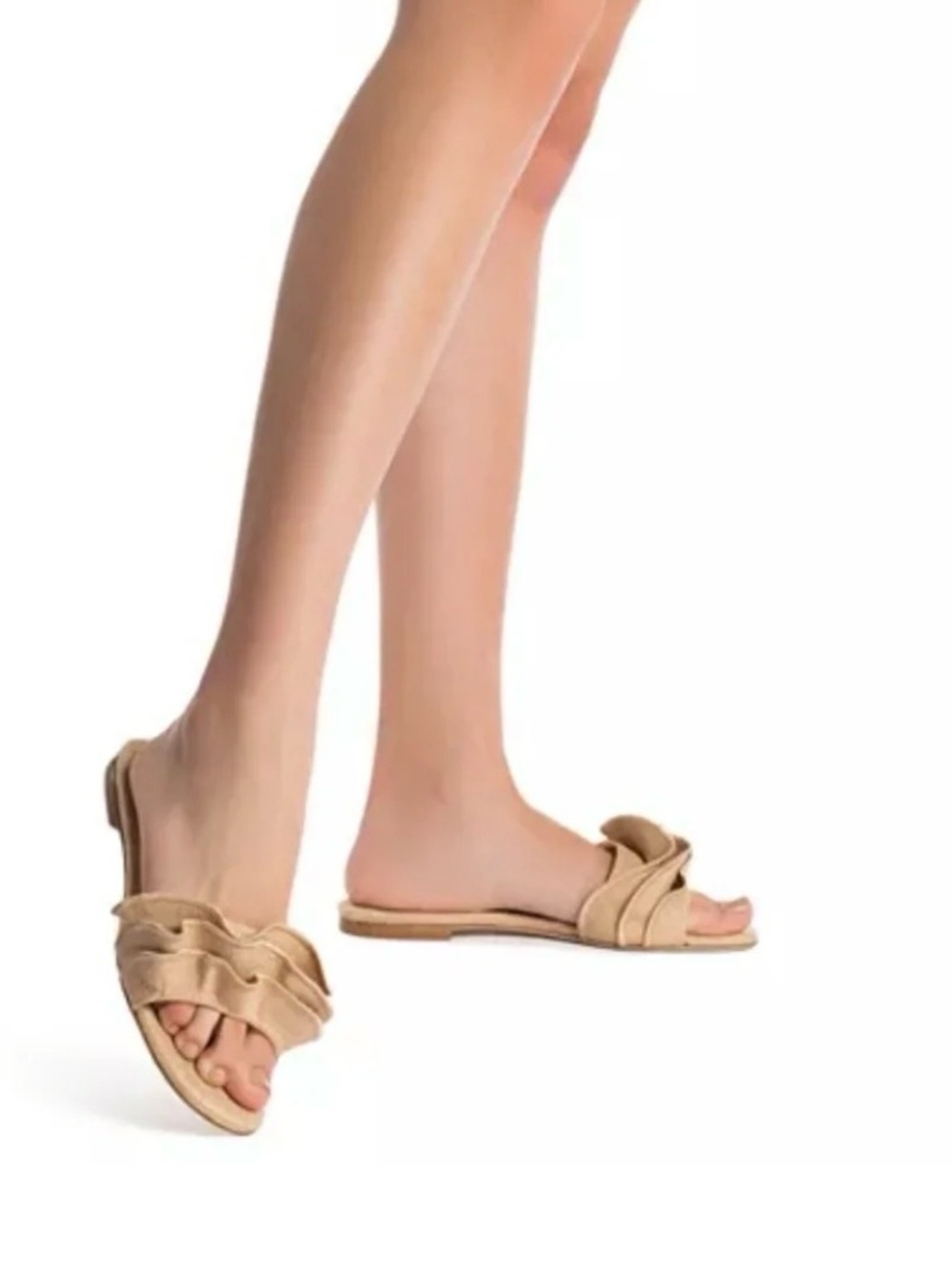 Larroude Ivy Ruffle Slide Sandals Size 8